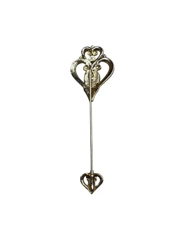 Vintage 1990 Avon Golden Crescent Stick Pin Gold Tone Heart Crest Stick Pin 3.5" - Picture 6 of 6